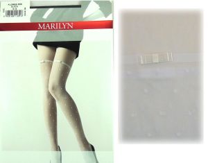 Marilyn FLORES M09 R3/4 rajstopy kropeczki kokardka white